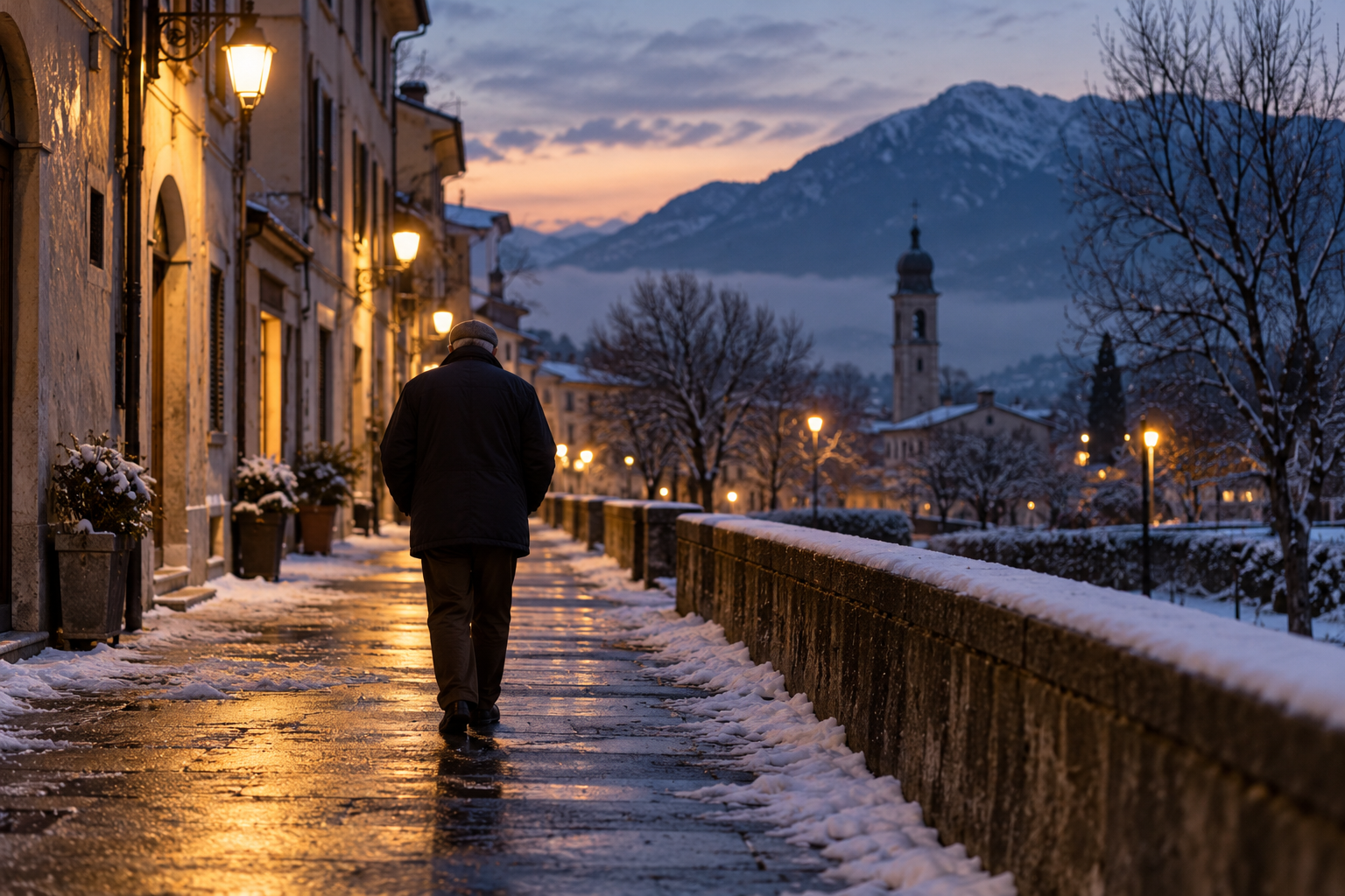 Una strada d'inverno